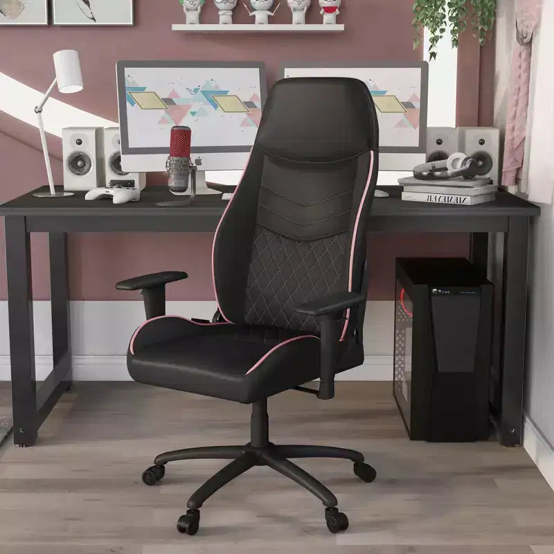 24/7 Shop At Home Ansar Diamond Stitched Faux Leather Gaming Chair