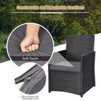 Costway 3PCS Patio Rattan Furniture Set Cushion Sofa Armrest Garden Deck