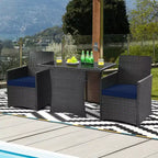 Costway 3PCS Patio Rattan Furniture Set Cushion Sofa Armrest Garden Deck