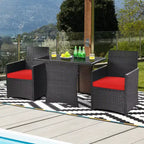 Costway 3PCS Patio Rattan Furniture Set Cushion Sofa Armrest Garden Deck