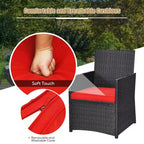 Costway 3PCS Patio Rattan Furniture Set Cushion Sofa Armrest Garden Deck