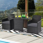 Costway 3PCS Patio Rattan Furniture Set Cushion Sofa Armrest Garden Deck