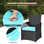 Costway 3PCS Patio Rattan Furniture Set Cushion Sofa Armrest Garden Deck