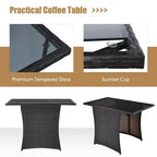 Costway 3PCS Patio Rattan Furniture Set Cushion Sofa Armrest Garden Deck