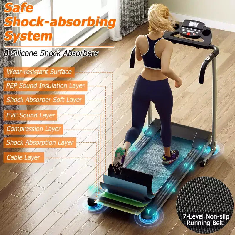 Costway 2 HP Up to 7.5MPH Folding Treadmill Motorized Running Machine 12 Preset Program & LCD Display Screen