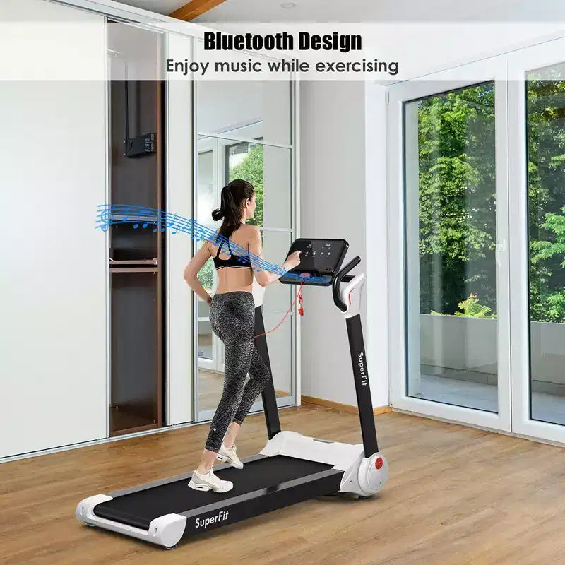 Costway 2.25HP Folding Electric Motorized Treadmill w/ Speaker White\Black\Blue