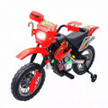 Aosom 6V Kids Motorcycle Dirt Bike, Electric Ride on Toy, Off-road Street Bike with Training Wheels Music Lights, for 5-8 Years, Red