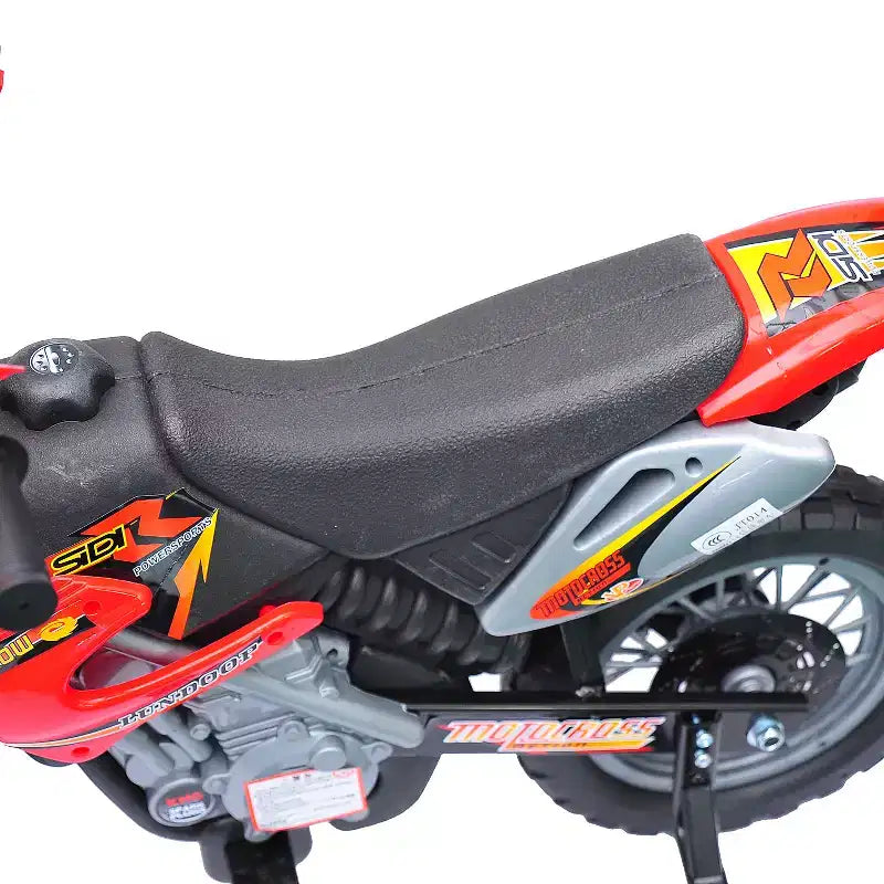 Aosom 6V Kids Motorcycle Dirt Bike, Electric Ride on Toy, Off-road Street Bike with Training Wheels Music Lights, for 5-8 Years, Red