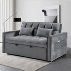 Modern Velvet Futon Loveseat with Reclining Backrest & Pockets, Seats 2 â€?Dark Gray / Light Gray / Blue / Black