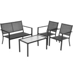 Costway 4 PCS Patio Furniture Set Sofa Coffee Table Steel Frame Garden