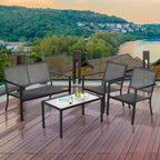 Costway 4 PCS Patio Furniture Set Sofa Coffee Table Steel Frame Garden