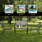 Costway 4 PCS Patio Furniture Set Sofa Coffee Table Steel Frame Garden