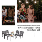Costway 4 PCS Patio Furniture Set Sofa Coffee Table Steel Frame Garden