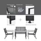 Costway 4 PCS Patio Furniture Set Sofa Coffee Table Steel Frame Garden