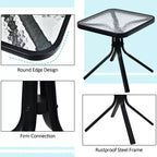 Costway 3PCS Bistro Set Folding Adjustable Chairs Square Glass Table Garden