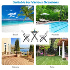 Costway 3PCS Patio Rattan Bistro Set Folding Table Chairs Garden Deck