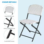 Costway 3PCS Patio Rattan Bistro Set Folding Table Chairs Garden Deck