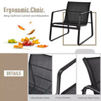 Costway 3PCS Patio Bistro Furniture Set Glass Top Table Garden Deck Black