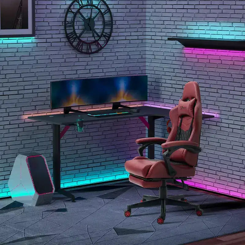 Vinsetto Racing Gaming Chair Diamond PU Leather Office Gamer Chair High Back Swivel Recliner with Footrest, Lumbar Support, Adjustable Height