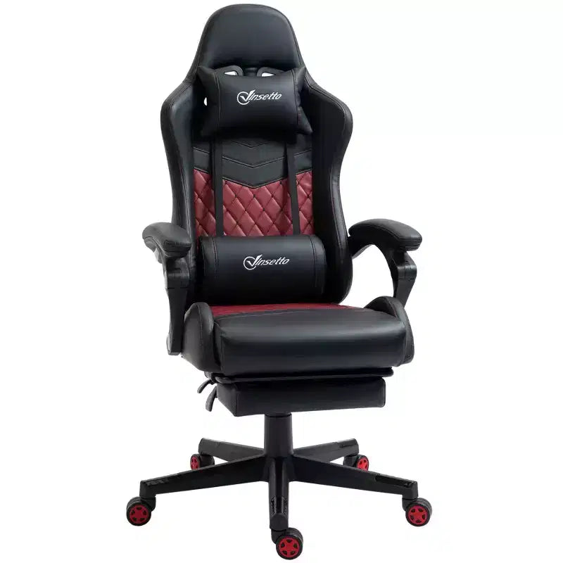 Vinsetto Racing Gaming Chair Diamond PU Leather Office Gamer Chair High Back Swivel Recliner with Footrest, Lumbar Support, Adjustable Height