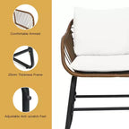 Costway 3PCS Patio Rattan Bistro Set Cushioned Chair Glass Table Deck White\Turquoise