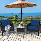 Costway 3PCS Outdoor Rattan Conversation Set Patio Garden Cushioned Sofa Chair