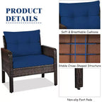 Costway 3PCS Outdoor Rattan Conversation Set Patio Garden Cushioned Sofa Chair