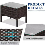 Costway 3PCS Outdoor Rattan Conversation Set Patio Garden Cushioned Sofa Chair