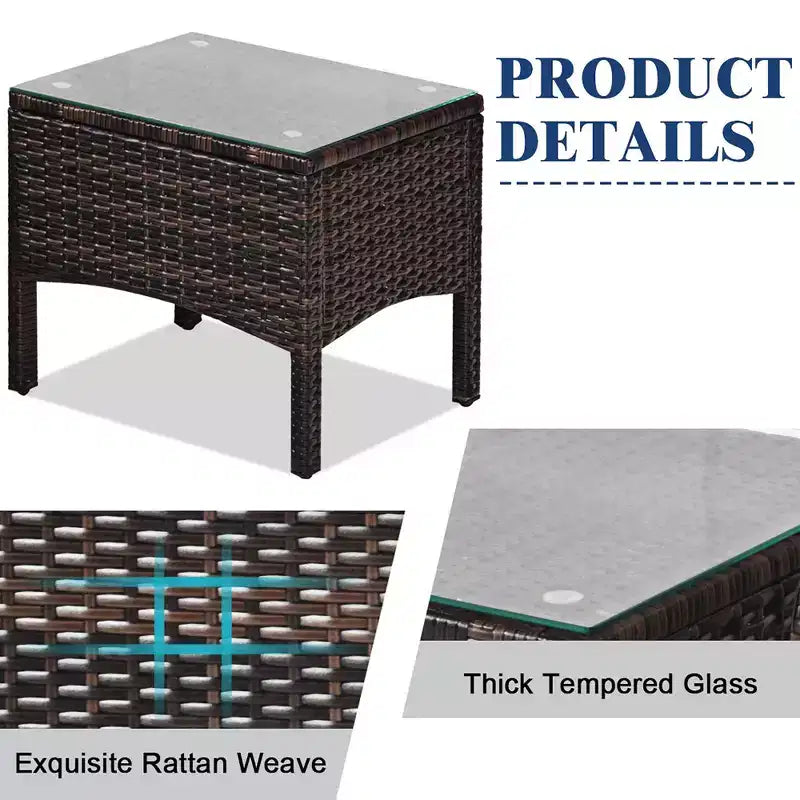 Costway 3PCS Outdoor Rattan Conversation Set Patio Garden Cushioned Sofa Chair