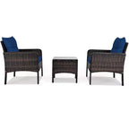 Costway 3PCS Outdoor Rattan Conversation Set Patio Garden Cushioned Sofa Chair