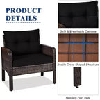 Costway 3PCS Outdoor Rattan Conversation Set Patio Garden Cushioned Sofa Chair