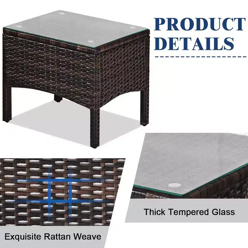 Costway 3PCS Outdoor Rattan Conversation Set Patio Garden Cushioned Sofa Chair