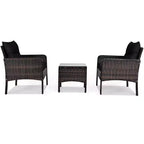 Costway 3PCS Outdoor Rattan Conversation Set Patio Garden Cushioned Sofa Chair