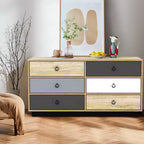 Costway 6 Drawer Double Dresser Accent Storage Tower for Bedroom Hallway Entryway