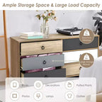 Costway 6 Drawer Double Dresser Accent Storage Tower for Bedroom Hallway Entryway