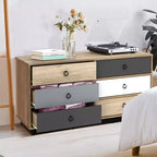 Costway 6 Drawer Double Dresser Accent Storage Tower for Bedroom Hallway Entryway