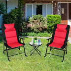 Costway 3 PCS Outdoor Folding Rocking Chair Table Set Bistro Sets Patio Furniture Red