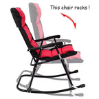 Costway 3 PCS Outdoor Folding Rocking Chair Table Set Bistro Sets Patio Furniture Red