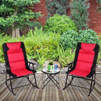 Costway 3 PCS Outdoor Folding Rocking Chair Table Set Bistro Sets Patio Furniture Red