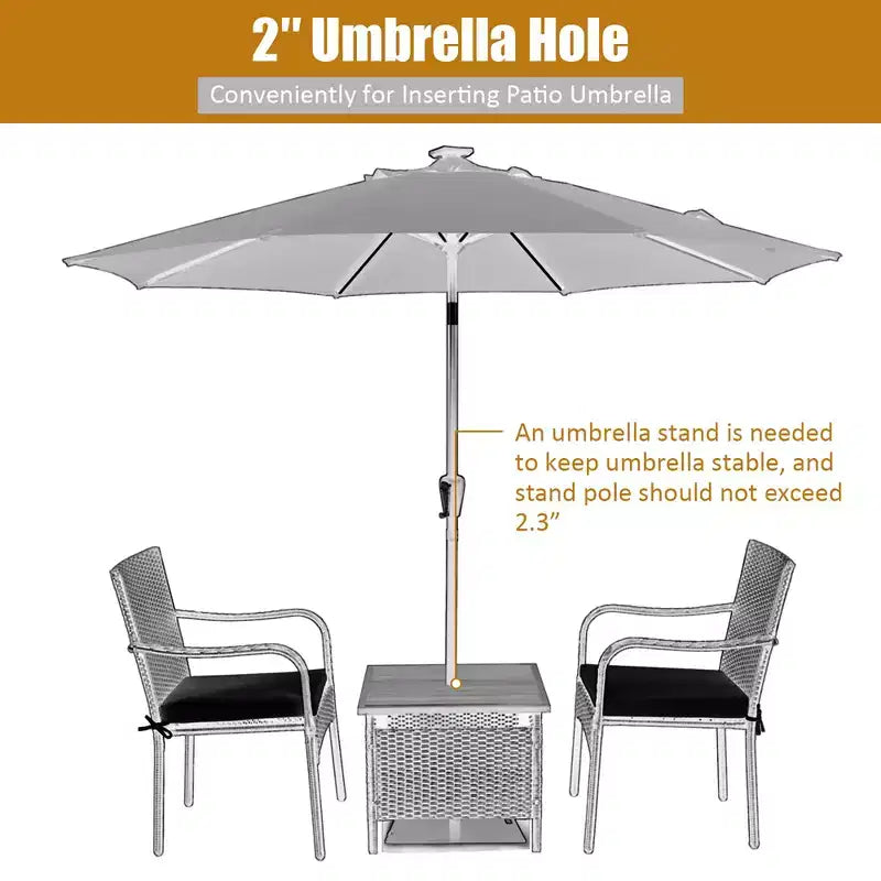Costway 3PCS Patio Rattan Furniture Bistro Set Wood Side Table Stackable Chair