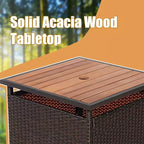 Costway 3PCS Patio Rattan Furniture Bistro Set Wood Side Table Stackable Chair