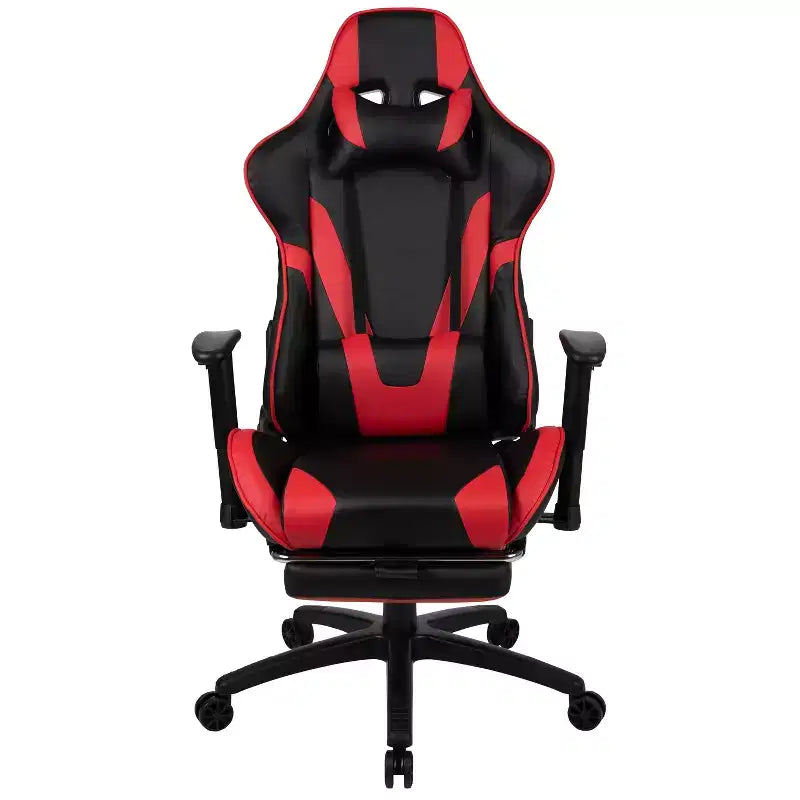 BlackArc Faux Leather Reclining Gaming Chair - Height Adjustable Pivot Arms, Pull-Out Footrest, Headrest & Lumbar Pillows