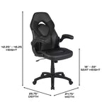 BlackArc High Back Gaming Chair with Faux Leather Upholstery, Height Adjustable Swivel Seat & Padded Flip-Up Arms