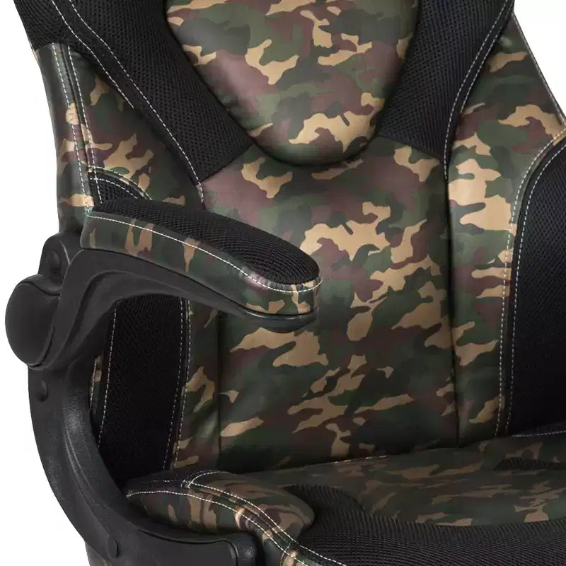BlackArc High Back Gaming Chair with Faux Leather Upholstery, Height Adjustable Swivel Seat & Padded Flip-Up Arms