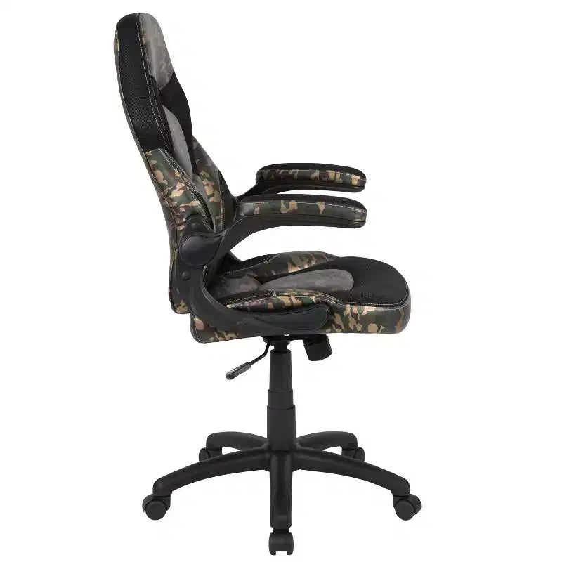BlackArc High Back Gaming Chair with Faux Leather Upholstery, Height Adjustable Swivel Seat & Padded Flip-Up Arms