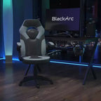 BlackArc High Back Gaming Chair with Faux Leather Upholstery, Height Adjustable Swivel Seat & Padded Flip-Up Arms