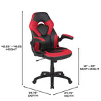 BlackArc High Back Gaming Chair with Faux Leather Upholstery, Height Adjustable Swivel Seat & Padded Flip-Up Arms