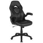 BlackArc High Back Gaming Chair with Faux Leather Upholstery, Height Adjustable Swivel Seat & Padded Flip-Up Arms