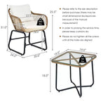 Costway 3PCS Patio Rattan Bistro Set All-Weather Cushioned Chair Table White