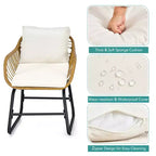 Costway 3PCS Patio Rattan Bistro Set All-Weather Cushioned Chair Table White